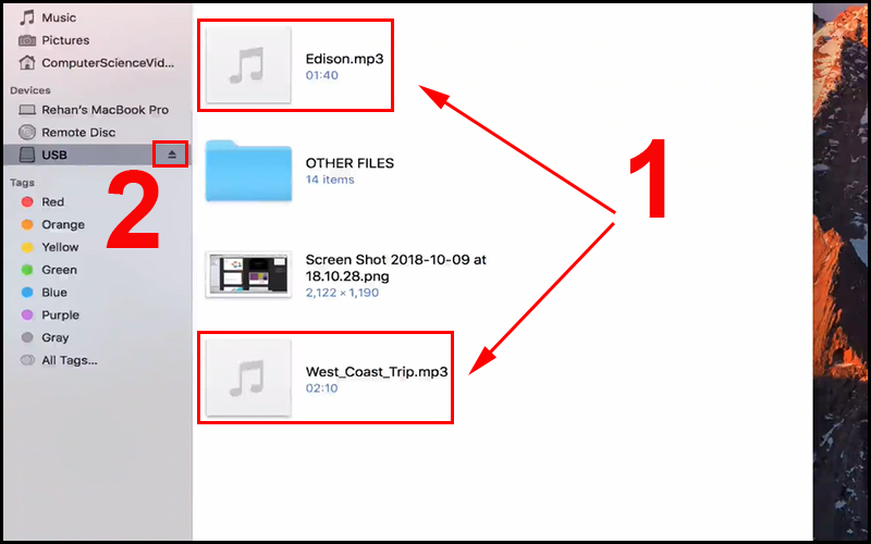 Sau khi kiểm tra xong thì chọn Eject và rút USB khỏi MacBook